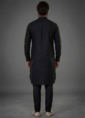 Black dupion silk kurta set 2