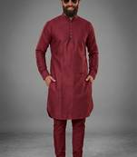 Maroon dupion silk kurta set