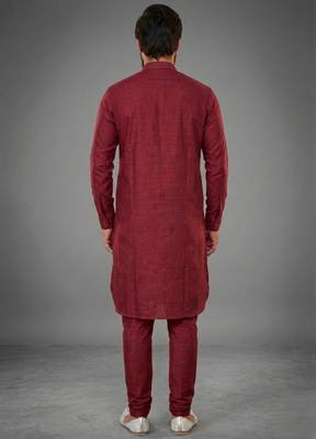 Maroon dupion silk kurta set 2