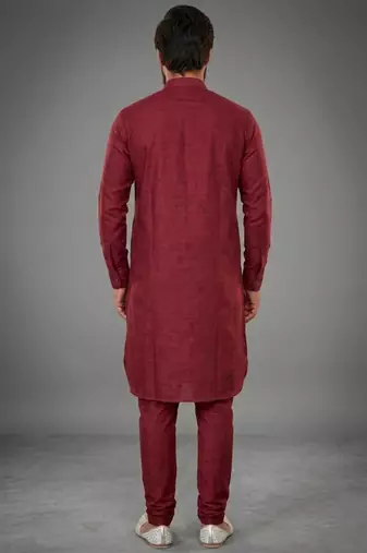 Maroon dupion silk kurta set