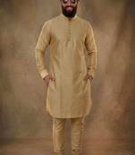 Beige dupion silk kurta set