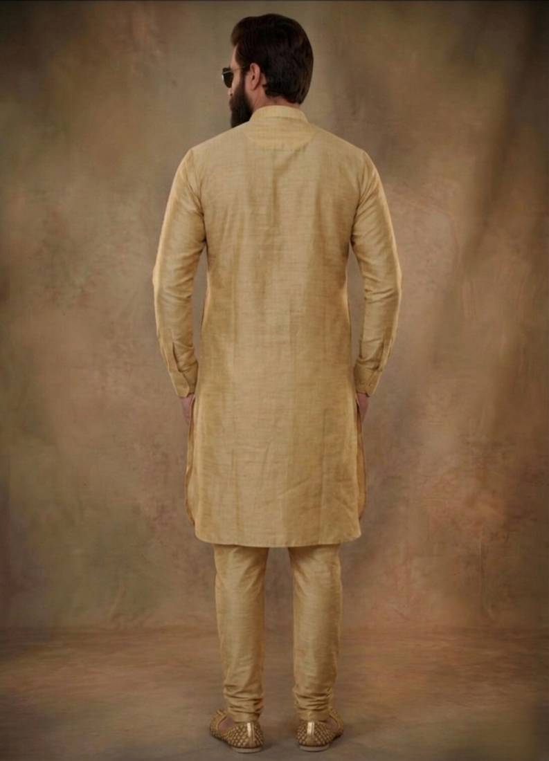 Beige dupion silk kurta set