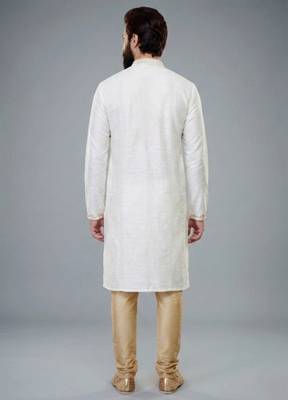 White dupion silk embroidered kurta set 2