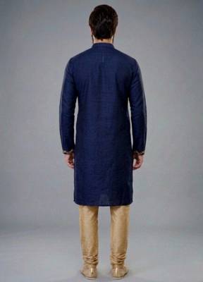 Blue dupion silk embroidered kurta set 2