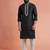 Black dupion silk embroidered kurta set