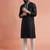 Black dupion silk embroidered kurta set