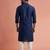 Blue dupion silk embroidered kurta set