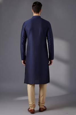 Blue dupion silk embroidered kurta set 2