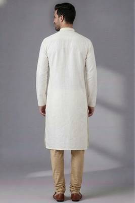 White dupion silk embroidered kurta set 2
