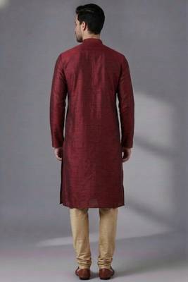 Maroon dupion silk embroidered kurta set 2