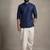 Blue dupion silk embroidered kurta dhoti set