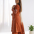Orange cotton embroidery thread work kurta Pant and Dupatta 3pc set