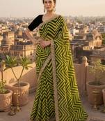 Mahendi printed embriodered lace bollywood saree with blouse piece.