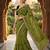 Mahendi printed embriodered lace bollywood saree with blouse piece.
