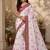 White printed embriodered lace bollywood saree with blouse piece.