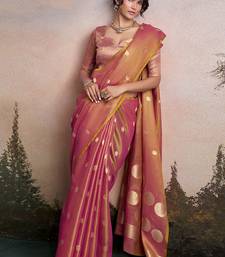 Pink silk blend silk blend party wear saree