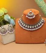 Light purple color kundan necklace set