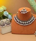 Purple color kundan necklace set