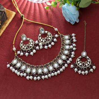 Purple color kundan necklace set 2