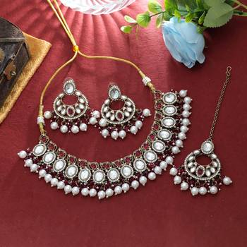 Rani color kundan necklace set 2
