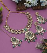 Rani & green color kundan necklace set