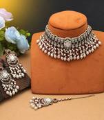 Maroon color choker kundan necklace set