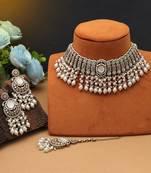 Light pink color choker kundan necklace set