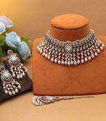 Rani color choker kundan necklace set