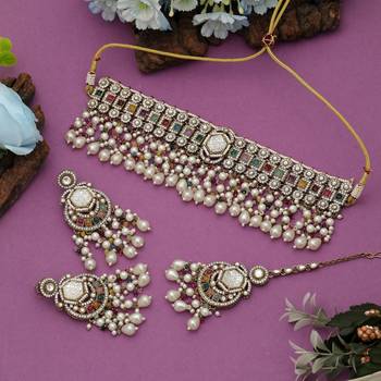 Multi color choker kundan necklace set 2