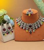 Multi color kundan necklace set
