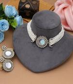 White color choker kundan necklace set