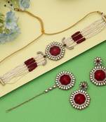Red color choker kundan necklace set