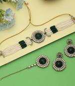 Green color choker kundan necklace set