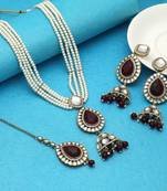 Maroon color kundan necklace set