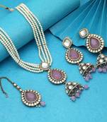 Light purple color kundan necklace set