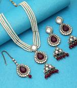 Red color kundan necklace set