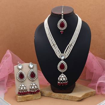 Red color kundan necklace set 2