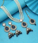 Blue color kundan necklace set