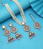 Light pink color kundan necklace set