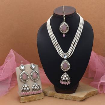 Light pink color kundan necklace set 2