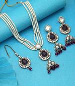 Wine color kundan necklace set