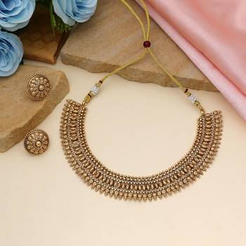 Gold color matte gold necklace set 1