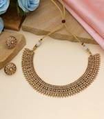 Gold color matte gold necklace set