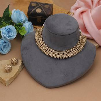 Gold color matte gold necklace set 2