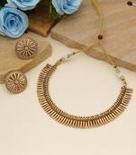 Gold color matte gold necklace set