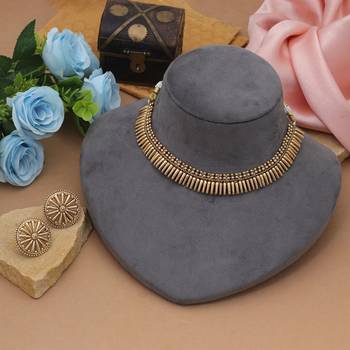 Gold color matte gold necklace set 2