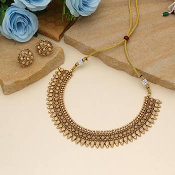 Gold color matte gold necklace set 1