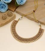 Gold color matte gold necklace set
