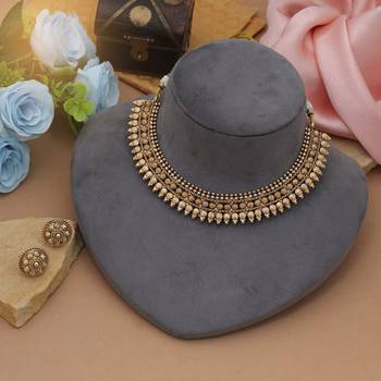 Gold color matte gold necklace set 2