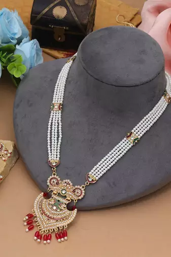 Red color rajputi jewellery rani haar